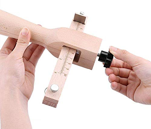 Coupe-sangle en cuir main en bois bande de bande de cuir outil de coupe réglable bricolage artisanat outils coupeur avec 5 lames accessoires de maroquinerie