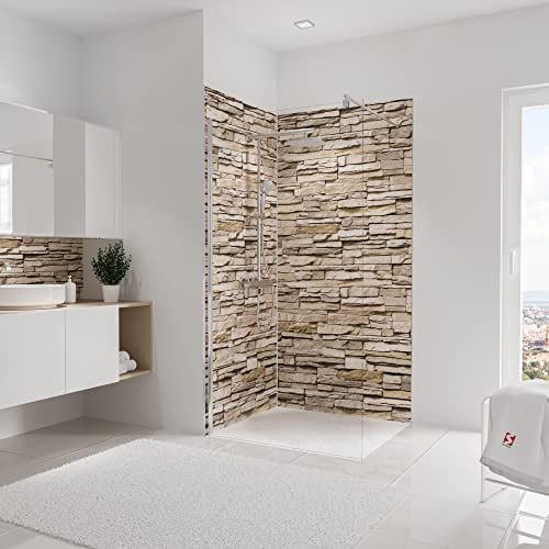 Schulte DecoDesign Set für Ecke, 2x Wandverkleidung, Motiv: Stein Verblender-hell, Größe: 210 x 100 cm, Fliesenersatz, D1901021-2-F 606