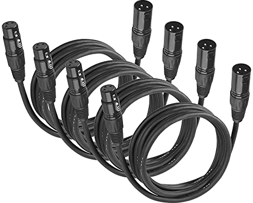 (Paquete de 4) Cable XLR, DMX Cable de conexión de señal, 3 m / 10 pies Cables de luz de escenario Cables con cañón Enchufes macho y hembra de 3 pines para todas las luces LED de cabeza móvil Par