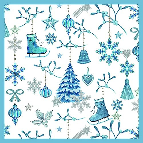 20 Servietten Blaue Winterharmonie | Winter | Weihnachten | Tischdeko 33x33cm