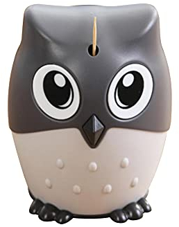 Hyever Porta stuzzicadenti a comparsa, dispenser automatico per stuzzicadenti con simpatico gufo, divertente per tavolo, ristorante, cucina e feste (grigio scuro)