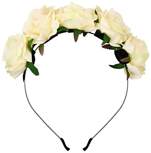 Rosenkranz Haarreif mit weißen Rosen | Blumenkranz Haarreifen | Brautjungfer Haarschmuck | Braut Rose | Hochzeit Haarkranz für Damen