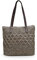 BOSANOVA Schultertasche im Shopper-Stil aus Sparto-Material mit farblich abgesetzter Bordüre und Tragegriffen. Mit Reißverschluss., braun, Talla única, Lässig
