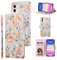 UEEBAI Wallet Case for iPhone 11, PU Leather Phone Case Kickstand RFID Blocking Flip Case with Card Slots Wrist Strap Relief Engraved Pattern Magnetic Closure Folio Case - Purple Rose