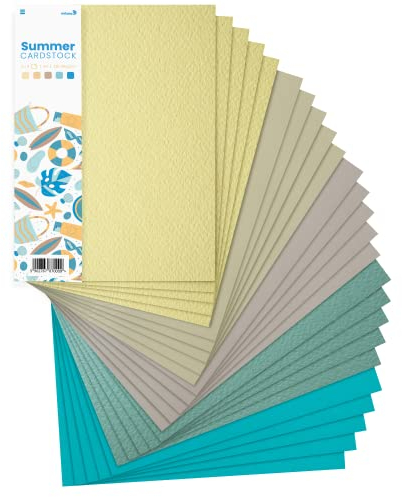 Netuno 25x Kreativ-Karton Sommer DIN A4 210 × 297 mm 5- farbig sortiert Fotokarton Mix buntes Blätter-Set Kartenset Tonzeichen-Karton Bastelkarton farbig Blankokarten DIY Kartenset Papier-Mix-Set