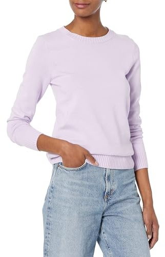 Amazon Essentials Women's 100% Cotton Crewneck Sweater (Available in Plus Size), Pastel Lilac, XL
