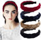 4pcs Bandeau Cheveux Serre Tête Tressé en velours Cheveux Large Femme Headband Large Épais Noir Rouge Bleu Brun Accessoires de Coiffure pour Femmes et Filles