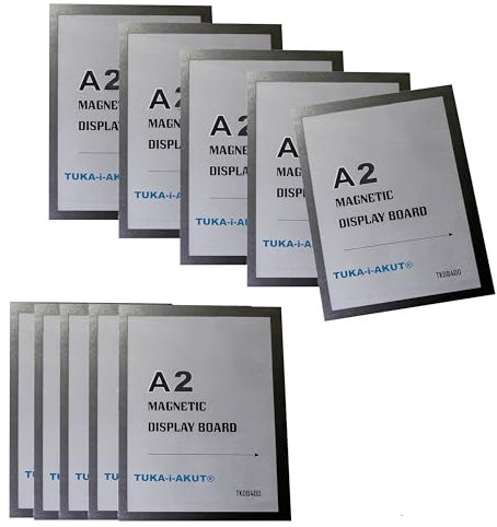 TUKA-i-AKUT 10x A2 Cadre d'affichage Magnétique, Adhésif pour Signe Enseignes, Pochette Cadre d'information Fermeture Magnétique, Porte Affiche, Sachet de 10 Couleur Noir, TKD8400-A2-10x