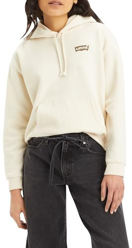 Levi's Graphic Everyday Sweatshirt, Sweat à Capuche Annessa Cheetah BW Fill White Swan, L Femme