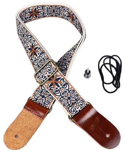 Embroidered Ukulele Strap, Stylish Comfortable Adjustable Length Guitar Strap Bass Strap Ukulele Strap Suitable for All Ukuleles (Style 1)