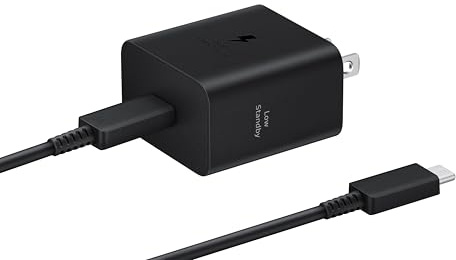 SAMSUNG 45W Wall Charger Power Adapter with Cable Included, Super Fast Charging for Galaxy Phones, Tablets and USB Type C Devices, Low Standby Power Consumption, EP-T4511XBEGUS, Black