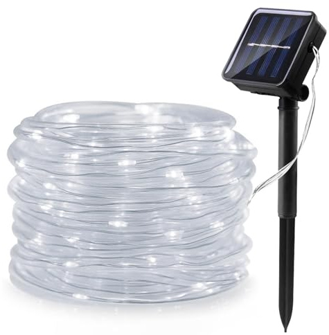 WoskjXas Solar Lichterkette, 10M 100LEDs Solar LED Lichtschlauch Solar Lampen für Außen, Wasserdicht Kupferdraht Lichterkette, Solarlicht Dekoration mit 8 Modi für Garten Hochzeiten