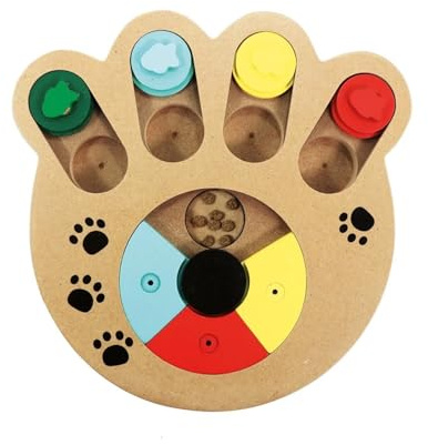 Record Pfotenspiel zur geistigen Aktivierung für Hunde, Schwierigkeitsgrad 3, Puzzle aus hellem Walnussholz, rutschfeste Basis | Größe 24 x 24 x 2,5 cm