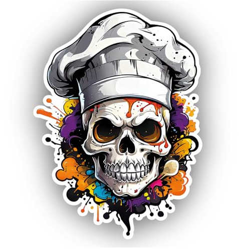 Samunshi® Bunter Chef Koch Totenkopf Aufkleber Car Decal Sticker für Mofa Fahrrad Roller oder Auto Sticker Fahrrad Mtb Rennrad Comic Cartoon Skull Sticker 15cm Bunter Chef Koch Totenkopf