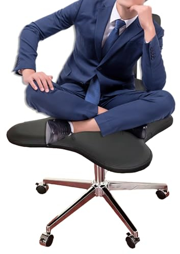 ENHEN Kniestuhl Ergonomisches Büro -Knienstuhl mit Rückenunterstützung und Bremsrollen, Adult Kids ADHS Stuhl Cross Legged, Unter Dem Schreibtischmeditationshocker Zum Beten (Color : Black)