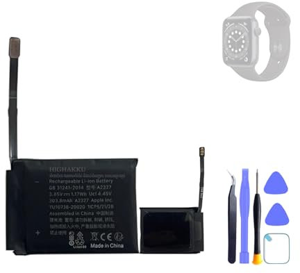 HIGHAKKU Batteria di ricambio per smartwatch A2327 compatibile con Watch iWatch Series 6 44 mm (GPS+Cellular/GPS) con strumenti