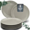 Service de vaisselle en grès pour 6 personnes - Grandes assiettes en grès HYGGE design scandinave - Assiettes à dîner, grandes assiettes - Service de table rainuré en brun clair