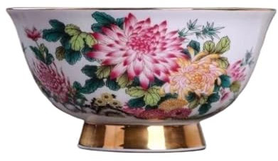 VAYEODEYU Bol en porcelaine chinoise,Ceramic Bowl Bol à soupe 15,6 cm 6,1 pouces Grand bol chinois à fleurs rouges et dorées