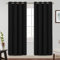 BellaHills 100% Verdunkelung Blickdicht Gardinen 2er H240x B140cm mit Ösen Thermovorhang Tür Innen Blickdichte Vorhänge Wohnzimmer Modern, Schwarz