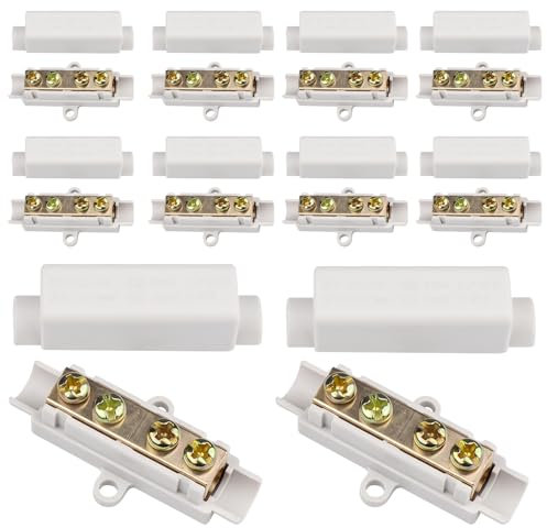 10 pezzi Connettori in ottone Conduttore Doppia Viti 1000V 100A Kit Morsettiere per Cablaggio Amperometro, 2,5 fino a 16 mm², Morsetto per Filo di testa in ABS