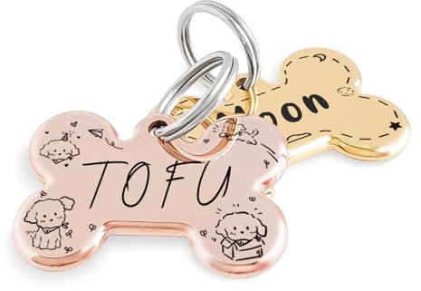Design artistique de couronne de fleurs Porte-adresse Médaille Chien Cadeaux Souvenirs - Gravure profonde en acier inoxydable personnalisée Etiquettes plaque d'identification (Bone Design)