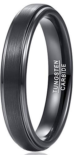 083BASE Wolframkarbid Ring – Silber und Schwarz, 6mm/8mm Breite, Gebürstetes Design, Unisex Verlobungsring oder Partnerring