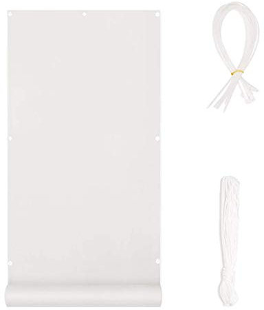 Durable 0,95 x 4 m rechteckiges Markisen-Windschutznetz für Terrasse, Terrasse, leicht zu reinigen, weiß, mit Ösen und Schnur