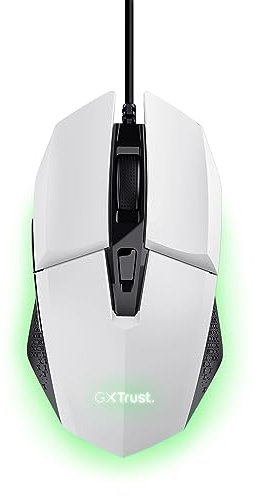 GXTrust 1109W Vylax Souris Gamer avec 6 Boutons Programmables, Éclairage LED Multicolore, 200-6400 DPI, Câble USB 150 cm, Souris Gaming Filaire pour PC Ordinateur Portable, Blanc