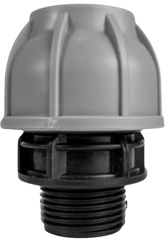 MYPURECORE MDPE Compression Fitting 20-50mm – Straight, Elbow, Tee, Stop End & Valve – BSP Threaded Water Pipe Connector – Leak-Proof Irrigation for Blue Pipe (Straight 25mm x 1 bspm)