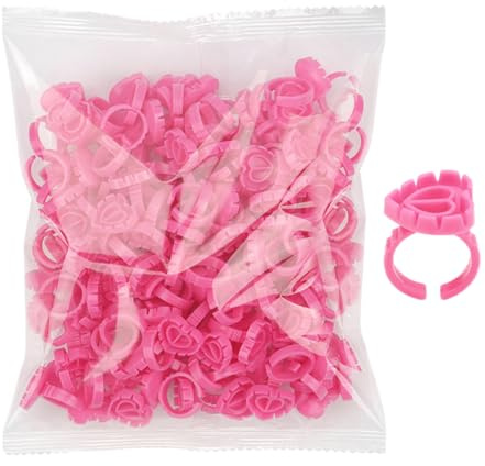 Anillos para Pegamento - Soportes para Pegamento de Extensiones de Pestañas, 100pcs Copas Desechables Ajustables | Anillos para Pestañas para Kits Profesionales de Extensión, Adecuados para Tinta