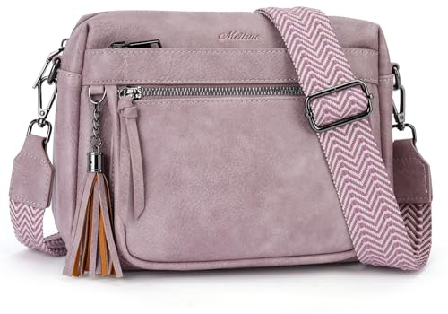 YOVIEE Damen Umhängetasche Vintage Crossbody Bag Premium PU Leder Schulter und Handtasche 3 Reißverschlussfächer Verstellbarer Breiter Gurt Gold Hardware Kompakt für Alltag und Sonderanlässe