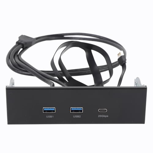 Asixxsix USB-Frontpanel-Hub, 5,25-Zoll-Laufwerksschacht, 2 USB-A-Anschlüsse, 1 Typ-C-Anschluss, 19-polig, mit 20 Gbit/s Datenübertragungsrate, für PC-Computer