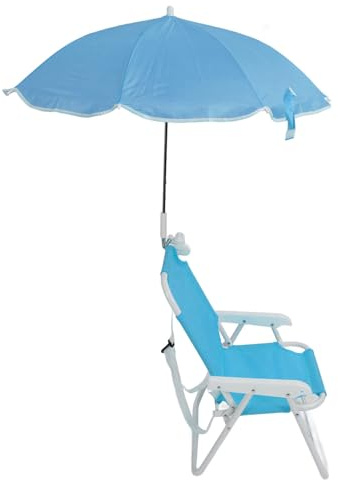 RIZGHWOY Klappbare Kinderstühle für den Außenbereich mit Sonnenschirm, Kinderfreundlicher Strandstuhl Zum Entspannen Im oder auf der Terrasse, aus Oxford-Stoff und Stahlrohr (Blue)