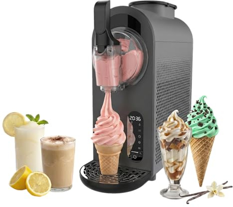 Cecotec Macchina per Granite Gelatiera 1,5L Twist&Ice Cream B. 210W, Controllo Touch, 9 Modalità Automatiche, Raffreddamento Senza Precongelare, Beccuccio Antigoccia, le Tue Dissetanti Bevande in Casa