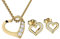 Schmuck-Set Damen Herz-Kette Gold (Silber 925 hochwertig vergoldet) & Herz-Ohrstecker Gold aus Zirkonia von Amoonic Geschenk-Set Frauen Weihnachten Echt-Schmuck strass FF201VGGGZIFA