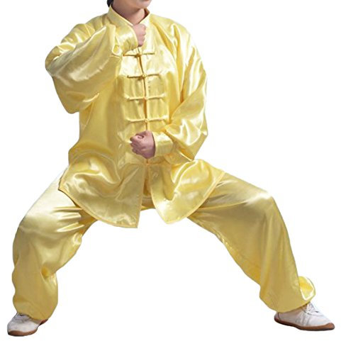 Andux Kampfsport Tai Chi Anzug Kung Fu Uniformen Unisex SS-TJF01 (Gelb,M)