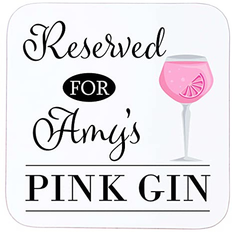 Personalised Wooden Pink Gin Coaster, Custom Name Pink Gin Drinks Mat Gift | Handmade in the UK | Gift for Mum, Mummy, Mother, Dad, Daddy, Father | Birthday, Mother's Day, Father's Day, Christmas