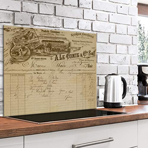 murando Paraschizzi in Vetro per Cucina Pannello Paraspruzzi per Piano Cottura Pannello per Parete Decorazione Grafica 80x60cm Vintage n-A-0990-aq-e