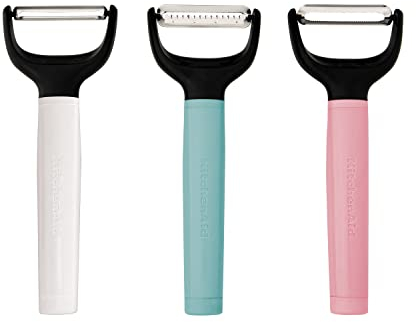 KitchenAid Universal Juego de pelador de 3 Piezas, Acero Inoxidable, Colores Variados