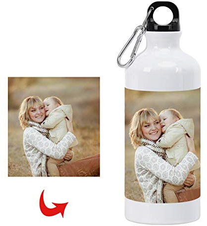 Kinder Personalisierte Auslaufsichere Trinkflasche Edelstahl mit Name Foto Bild Text Selbst Bedrucken Motiv Geschenk Wasserflasche Kohlensäure Thermosflasche Schule Sport Outdoor Camping (Weiß 600 ML)