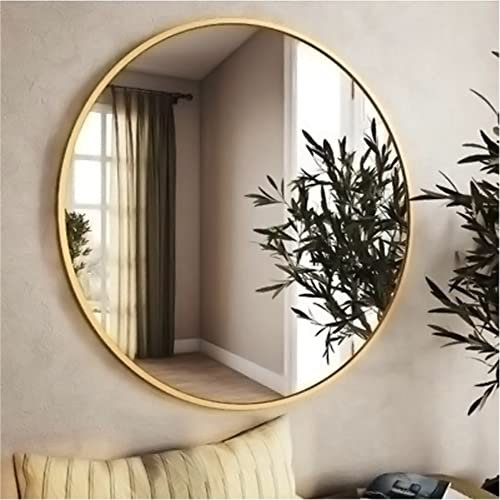 Warmiehomy Round Bathroom Mirror Wall Mounted Makeup Mirror with Frame for Bathroom Dressing Living Room Bedroom (Φ60cm, Gold)