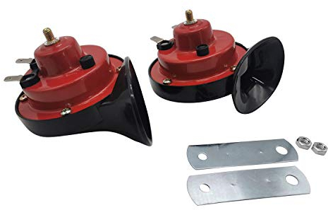 TAKPART 2 x Universal 12v 130 dB elektrische Dual-Tone Schneck Luft Horn Autohupe Lufthupe Schneckenhupe