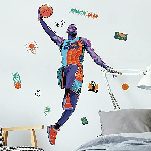 RoomMates RMK4729GM Space Jam Lebron Wandaufkleber zum Aufkleben, Violett, Orange, Blaugrün