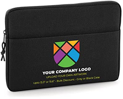 Custom Laptop Sleeve with Your Logo, Photo or Artwork, Personalised Protective Case, Slimline Branded Laptop/Tablet Bag (13.3 Grey)