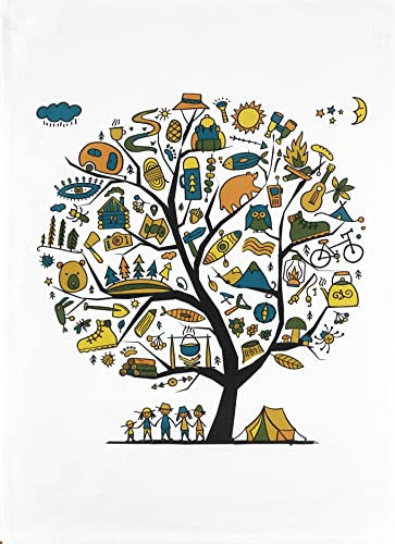 Half a Donkey Tree of Camping Large Cotton Tea Towel