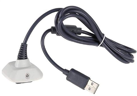 Gamer Gear Xbox 360 Wireless Controller Charging Cable - 1.8m Wide Wear Resistance White USB Lead for Microsoft Xbox 360 Gamepad