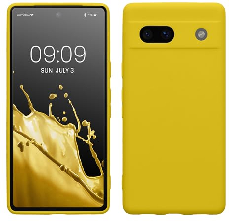 kwmobile Custodia Compatibile con Google Pixel 7a Cover - Back Case per Smartphone in Silicone TPU - Protezione Gommata - giallo radiante