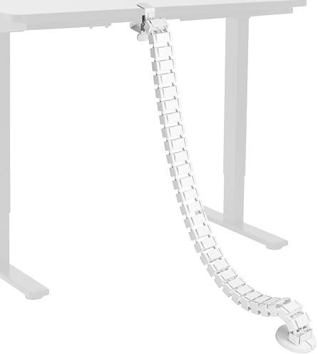 VIVO No Drill Clamp-on Desk Vertebrae Cable Management Kit, Adjustable Quad Entry Flexible Cord Organizer for Home Office, White, DESK-AC01P-W