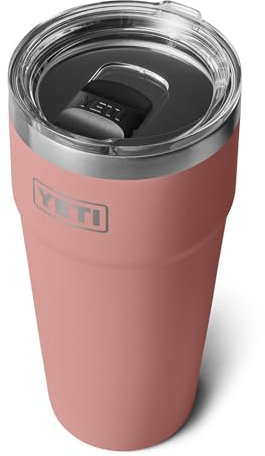YETI Rambler Cup, Vacuum Insulated Stainless Steel Stackable Cup with Magslider Lid, Sandstone Pink, 30 oz (887 ml)