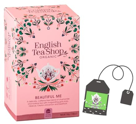 English Tea Shop | Tisana Bellezza con Gotu Kola, Mirtilli Rossi, Petali di Rosa | Infuso Bio Fruttato con Camomilla e Ibisco - 20 Filtri (30 Gr)